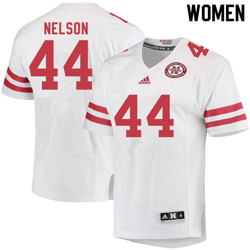 Women #44 Garrett Nelson Nebraska Cornhuskers College Football Jerseys Sale-White